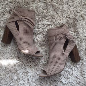 Peeptoe Taupe Booties